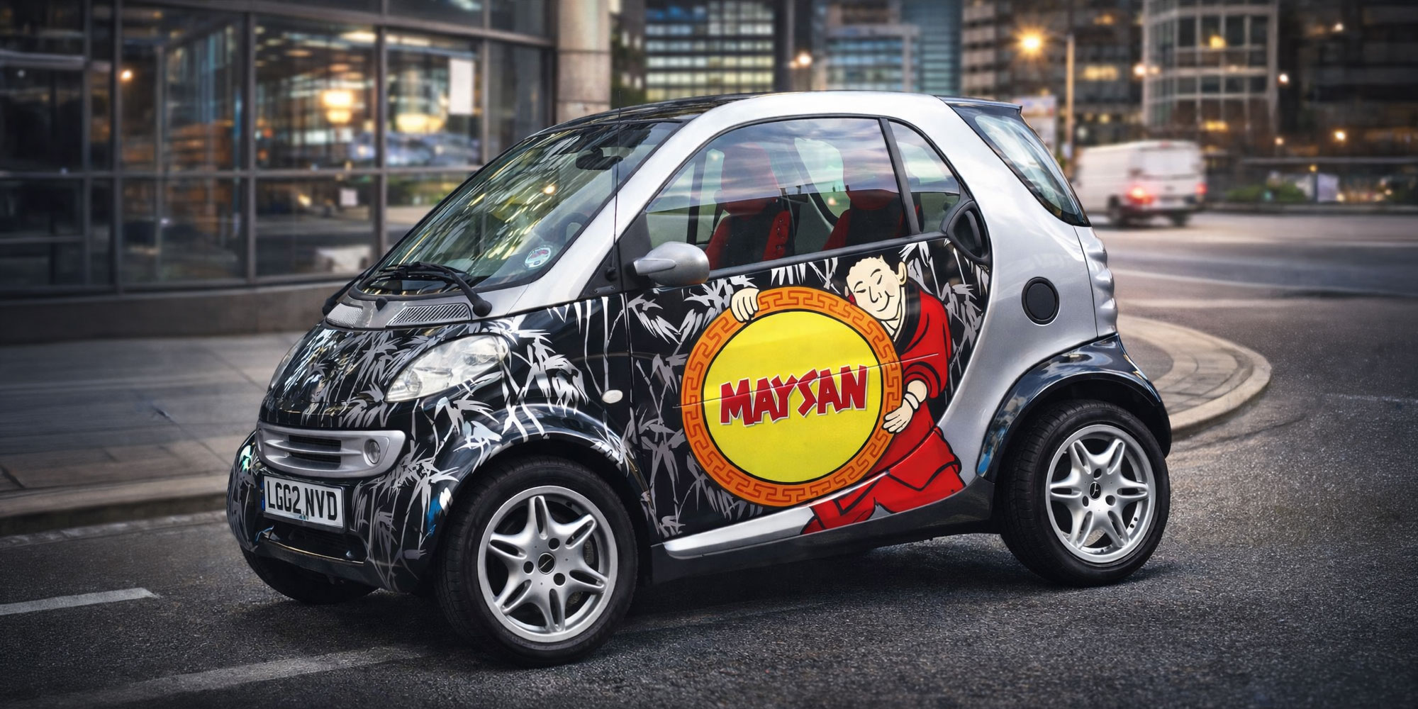 Final Image of Car Wrap for Maysan Foods