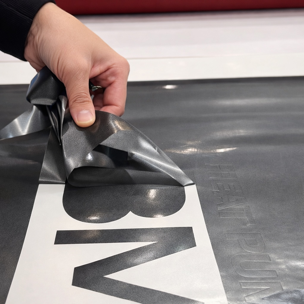 Weeding vinyl graphics for a van livery